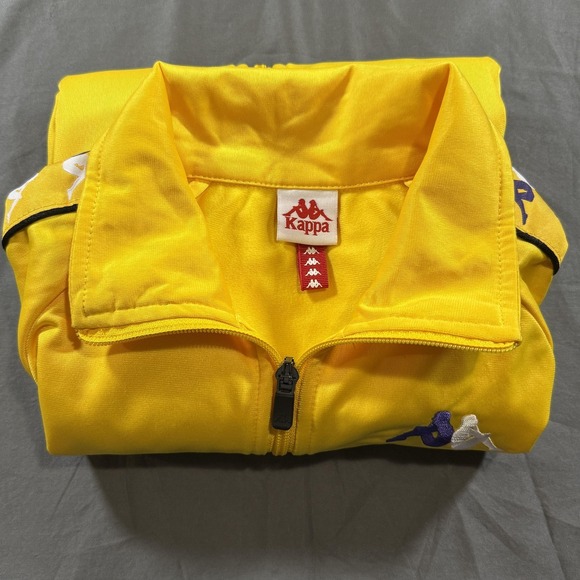 Kappa Track Jacket Youth 10 Yellow Banda Logo Full Zip Athletic Top Sports - Picture 11 of 11